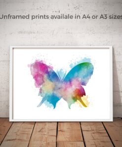 Watercolour Butterfly Print with Paint Splatters