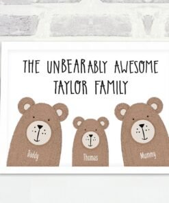Personalised Bear Family Portrait Print