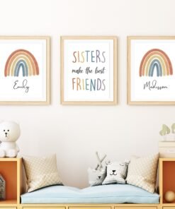 Set of 3 Pastel Rainbow Sisters Print