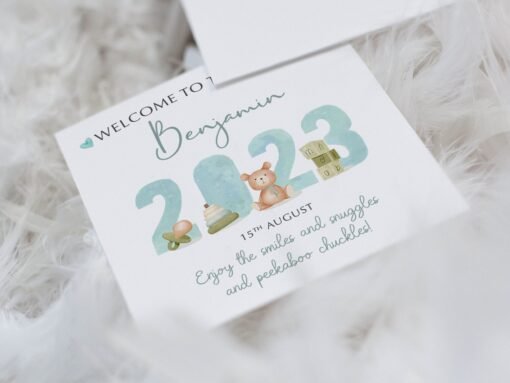 Personalised New Baby Boy Card - Welcome To The World - Image 5