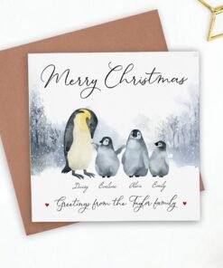 Personalised Emperor Penguins Christmas Greeting Card