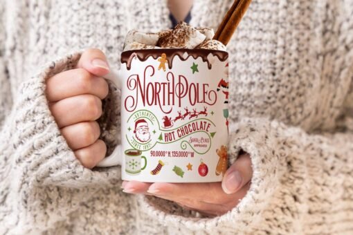 North Pole Hot Chocolate Christmas 11 oz Ceramic Mug - Image 4