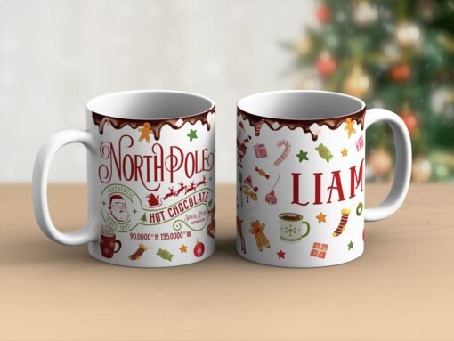 North Pole Hot Chocolate Christmas 11 oz Ceramic Mug - Image 3
