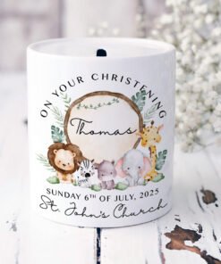 Personalised Money Box - Christening Ceramic Coin Bank